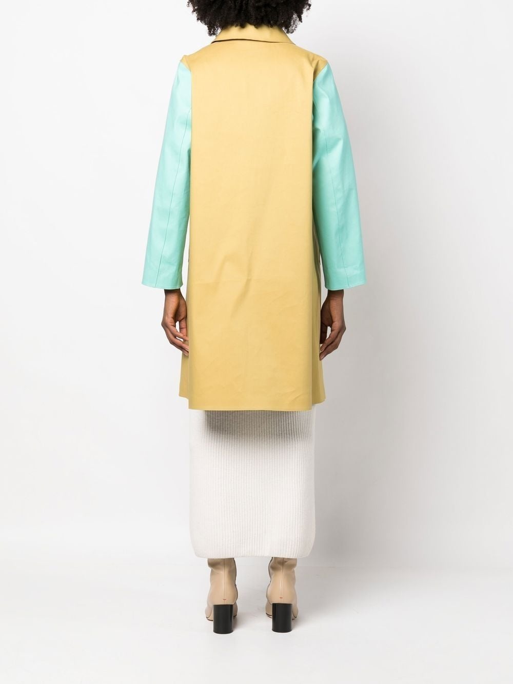 colour-block cotton coat - 4
