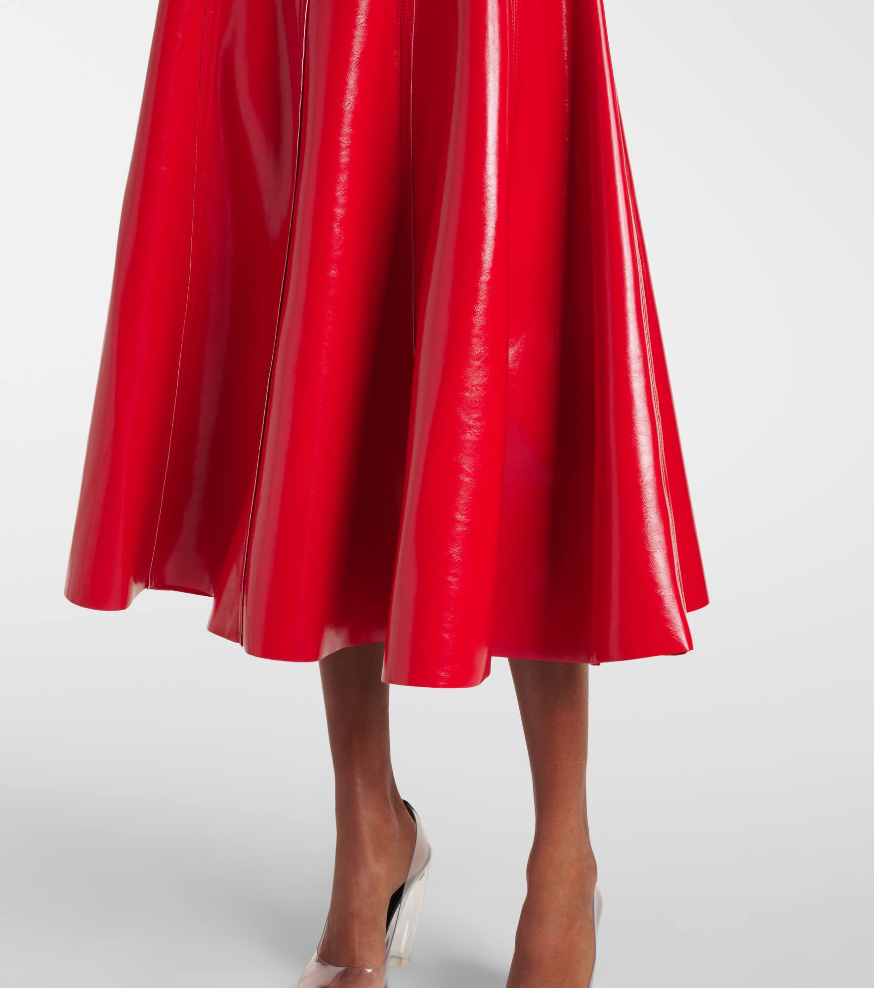 Pleated faux leather midi skirt - 5