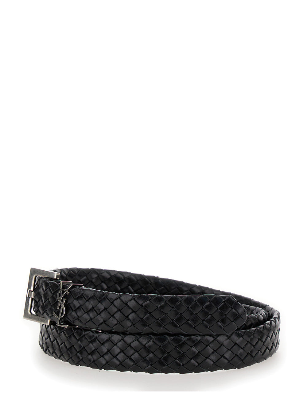 Saint Laurent Men Black 'Cassandre' Belt With Logo Detail In Leather Man - 2