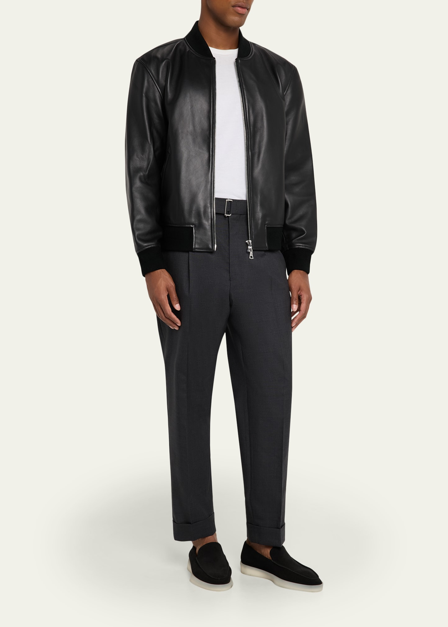 Men's Hugo Wool Self-Belt Pleated Pants - 2