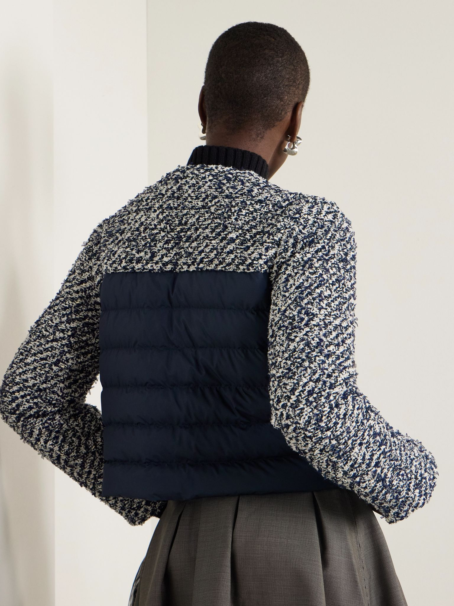 Dauphin quilted shell-paneled cotton-blend tweed down jacket Gray - 3
