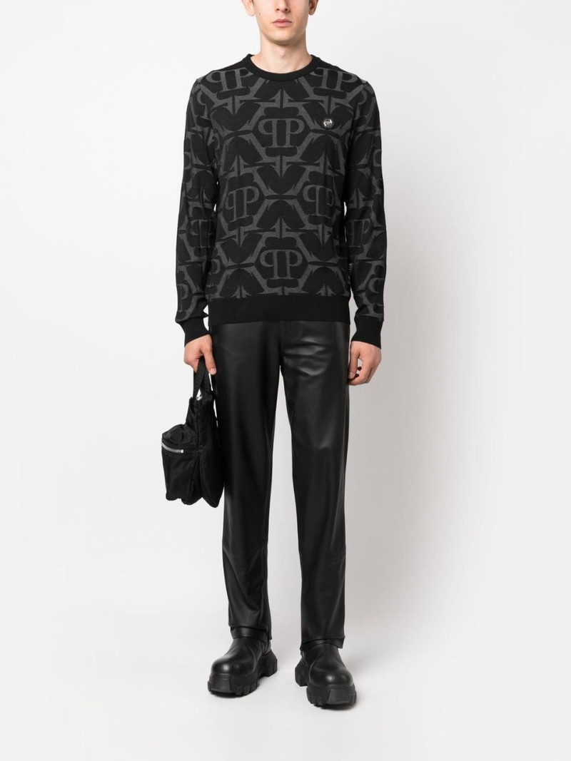 PHILIPP PLEIN monogram-pattern wool-blend jumper outlook