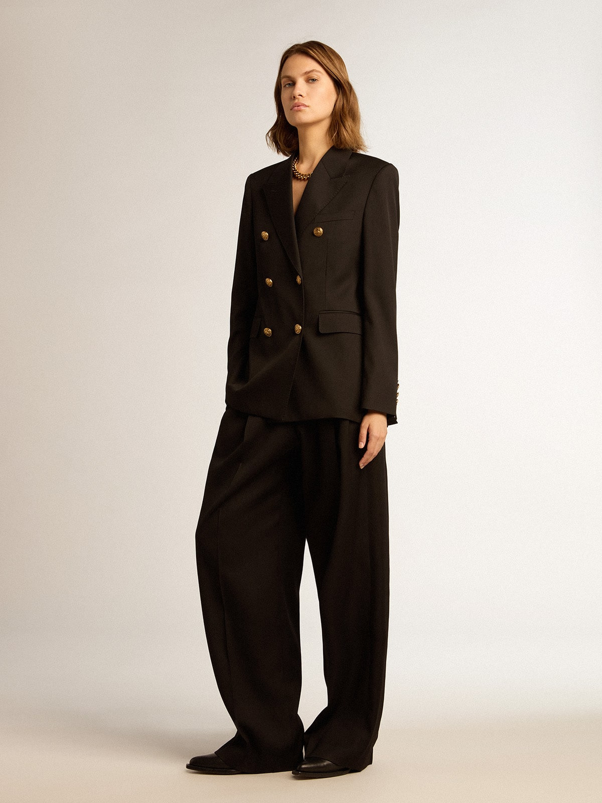 Women’s black wool gabardine pants - 3