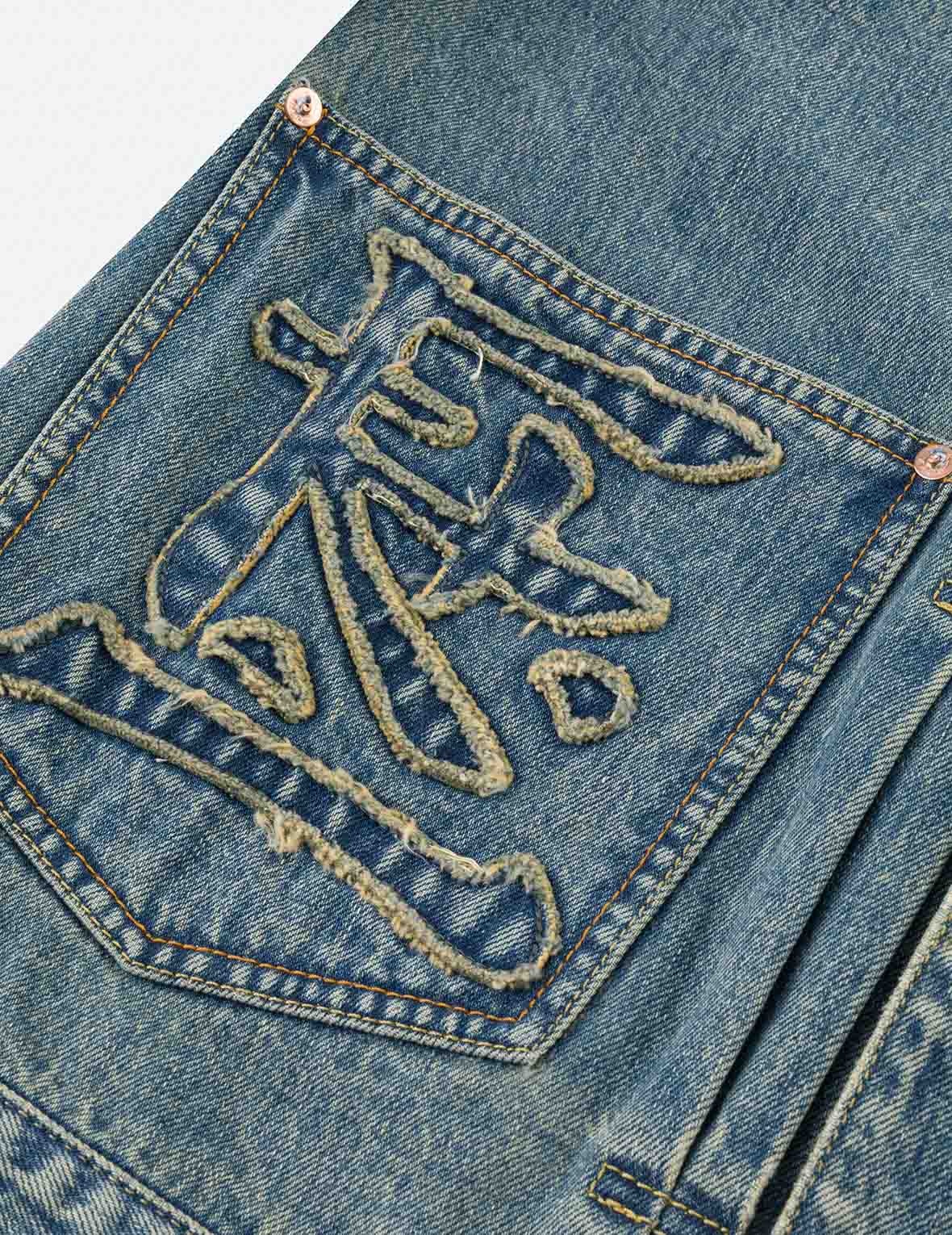 EVISU X F-LAGSTUF-F Shuga and Seagull Embroidery Relax Fit Denim Jacket - 8