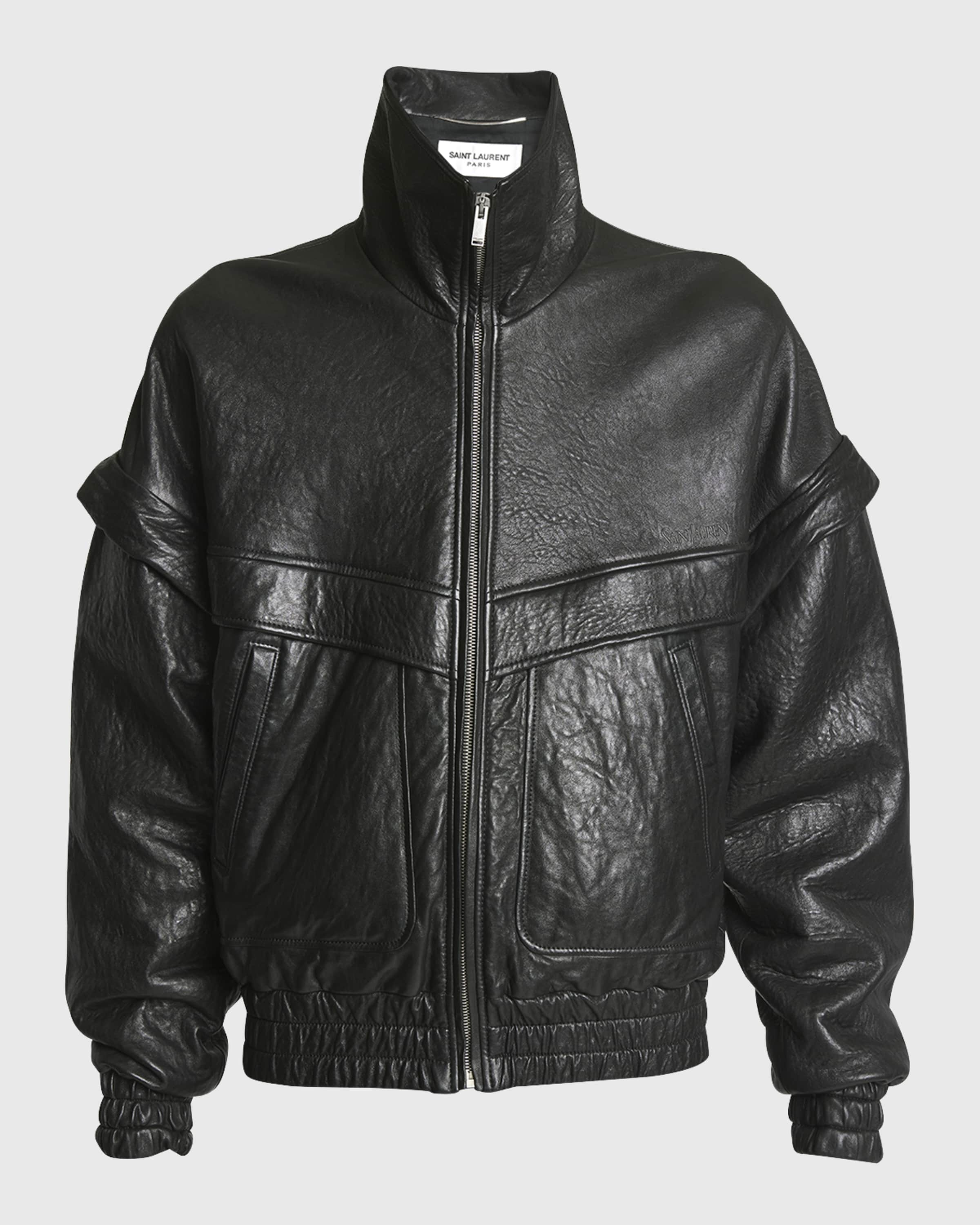 Men's 80s Leather Bomber Jacket - 1