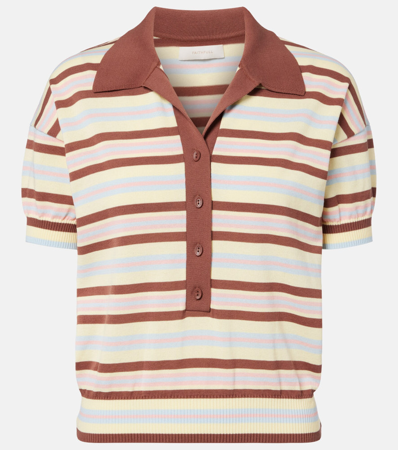 Sable striped cotton-blend polo shirt 1