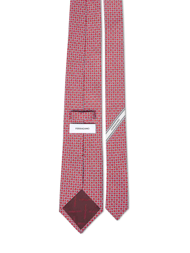 FERRAGAMO Red Gancini silk twill Carato tie outlook