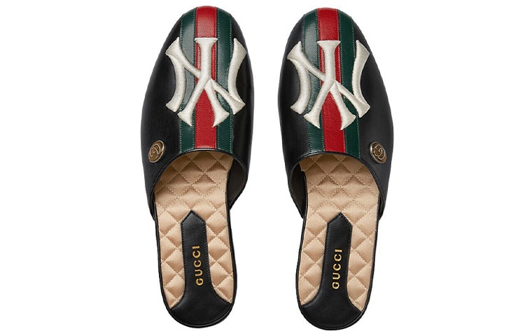 (WMNS) Gucci NY Yankees x Princetown G 'Black' 536794-0G0L0-6464 - 3