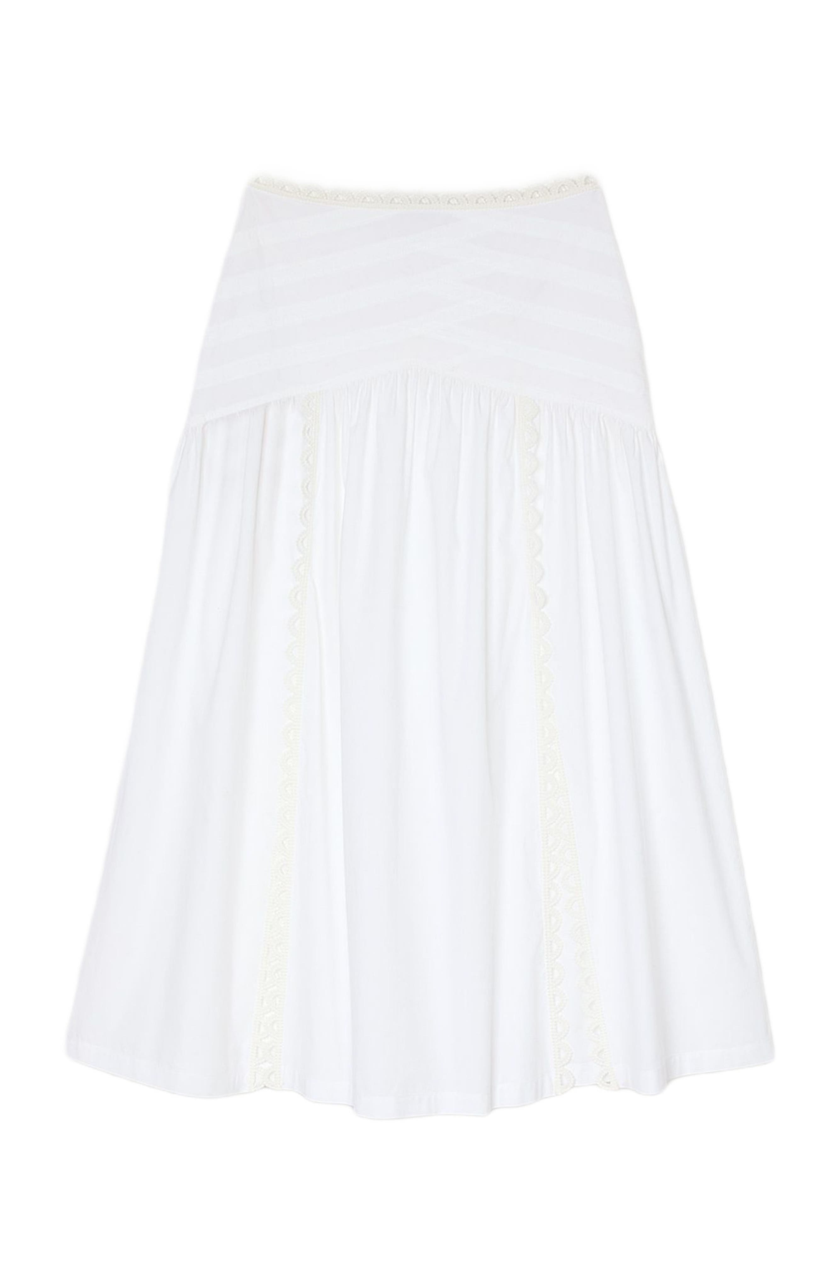 SANDRO Long poplin skirt in White at Nordstrom - 5
