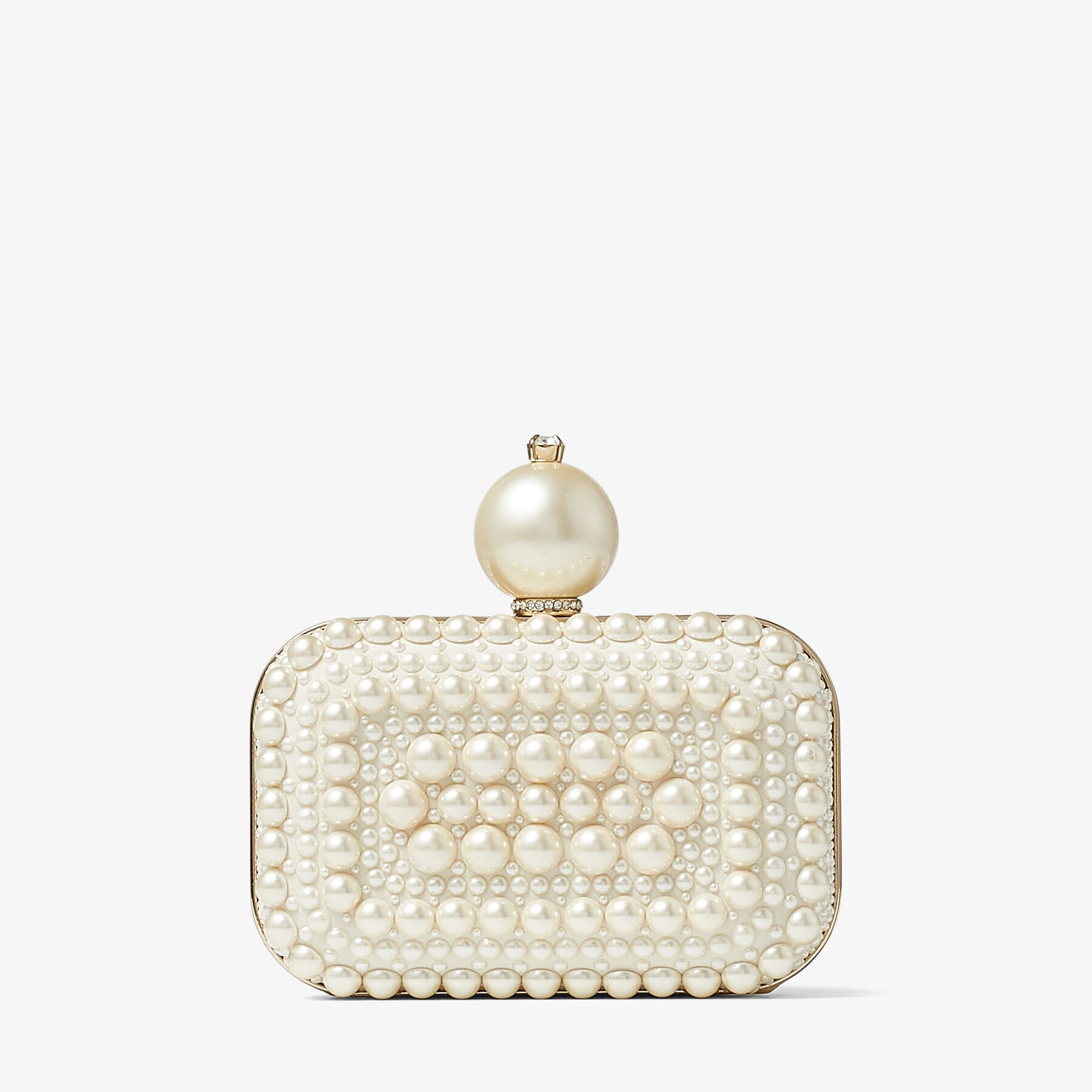 Micro Cloud
White Suede Clutch Bag with All-Over Pearl Embellishment - 5
