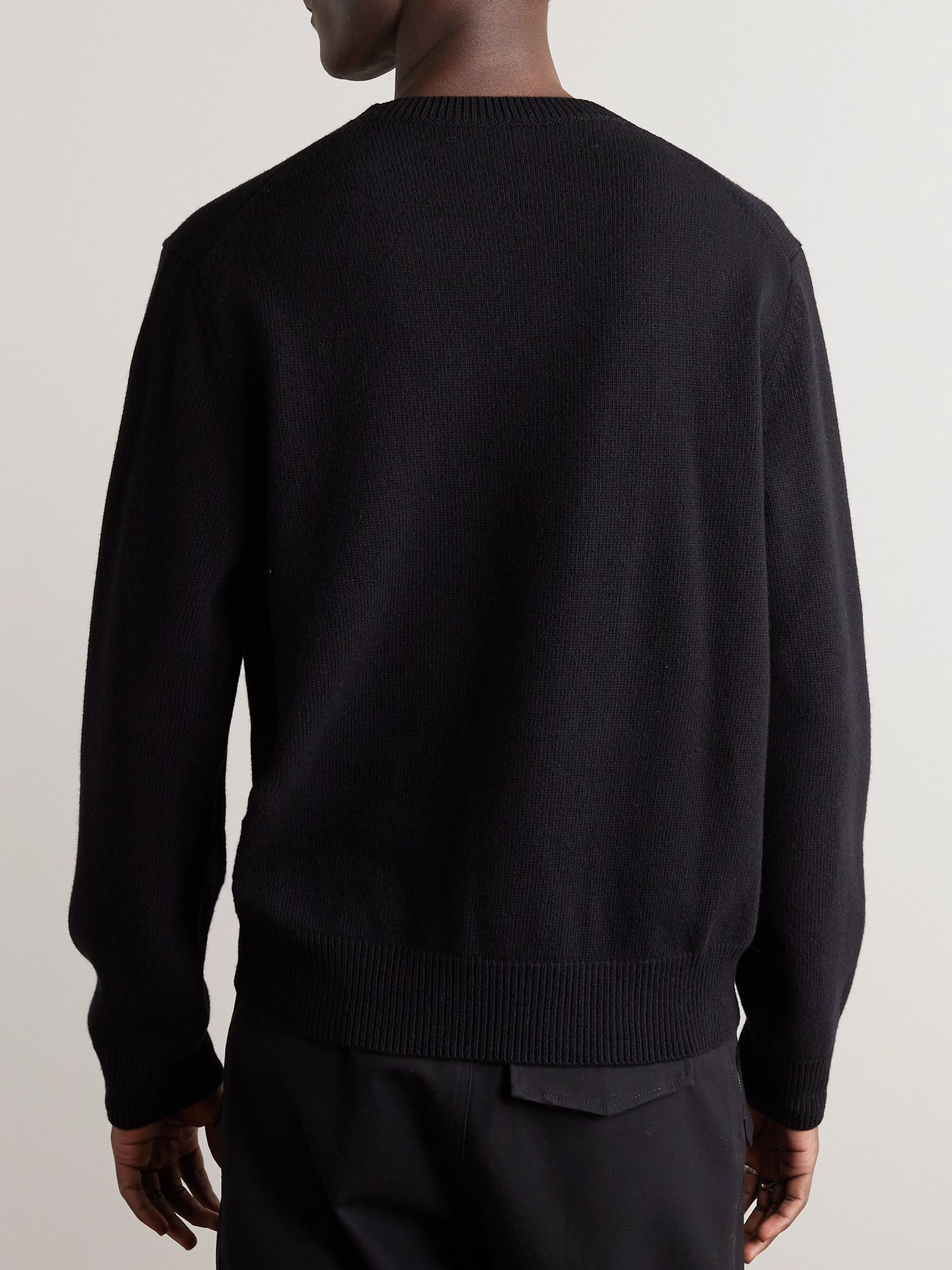 Anagram Logo-Embroidered Wool Sweater Black - 3