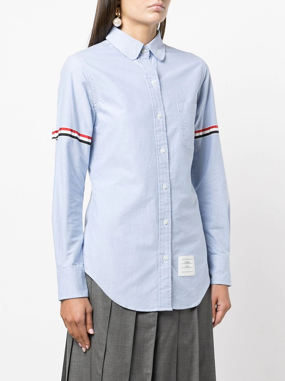 ribbon-trim long-sleeve shirt - 3