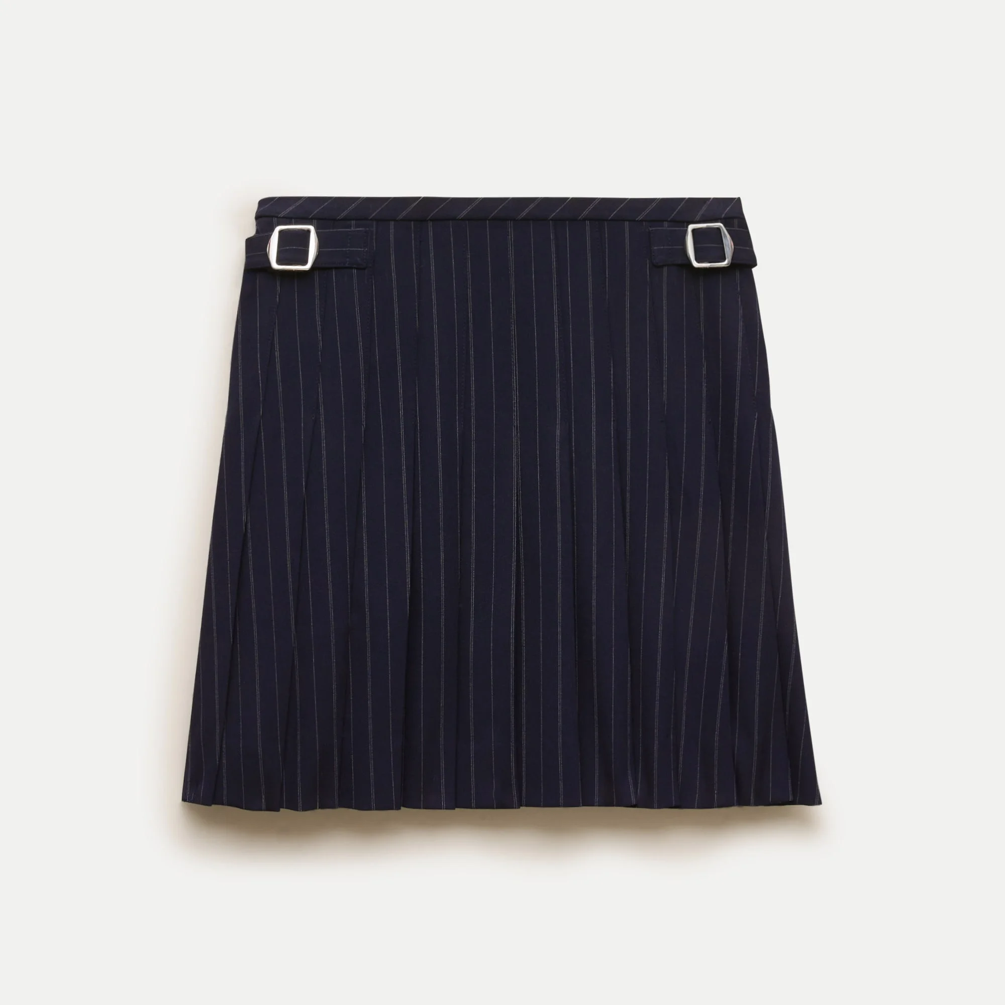 Pleated mini skirt in pinstripe Gramercy suiting - 1
