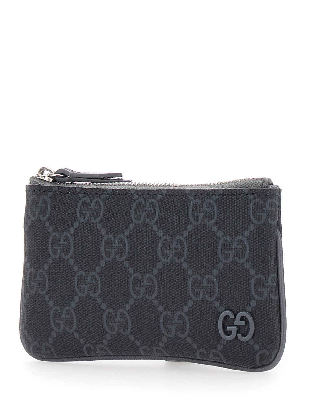 Gucci Men Black Card Holder With Zip Closure And Logo Detail On The Front In Gg Canvas Man - 2