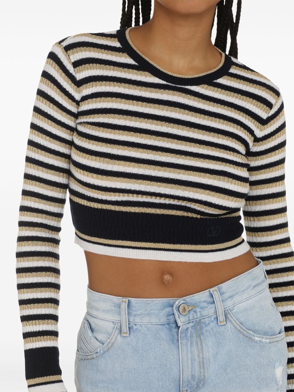 striped cropped sweater - 4