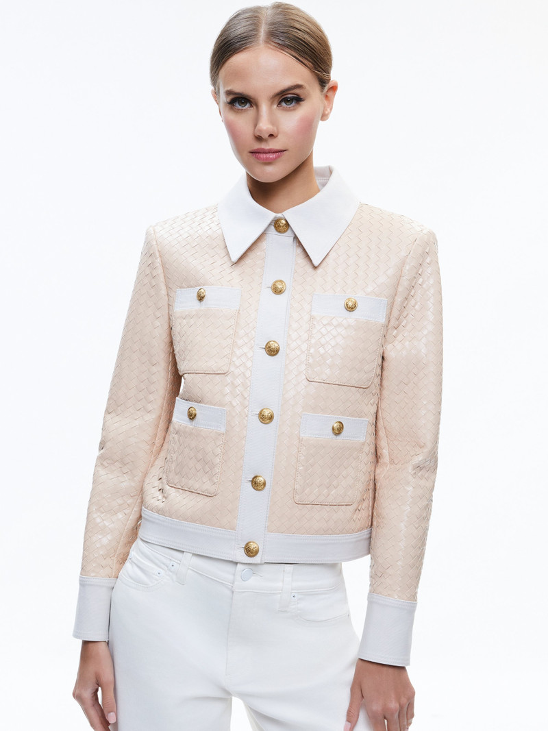 KINLEY WOVEN VEGAN LEATHER JACKET 3