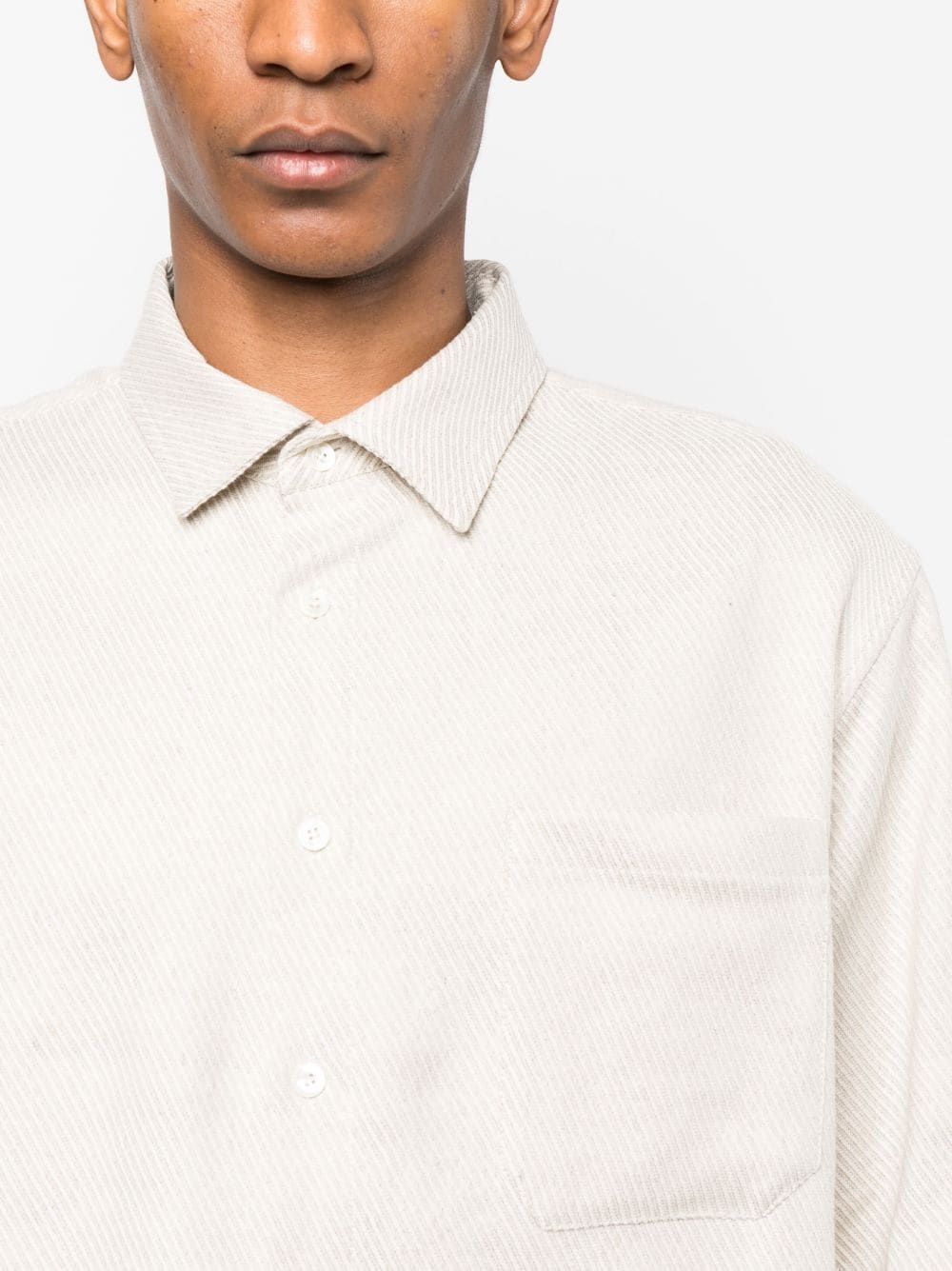 button-up cotton-linen shirt - 5