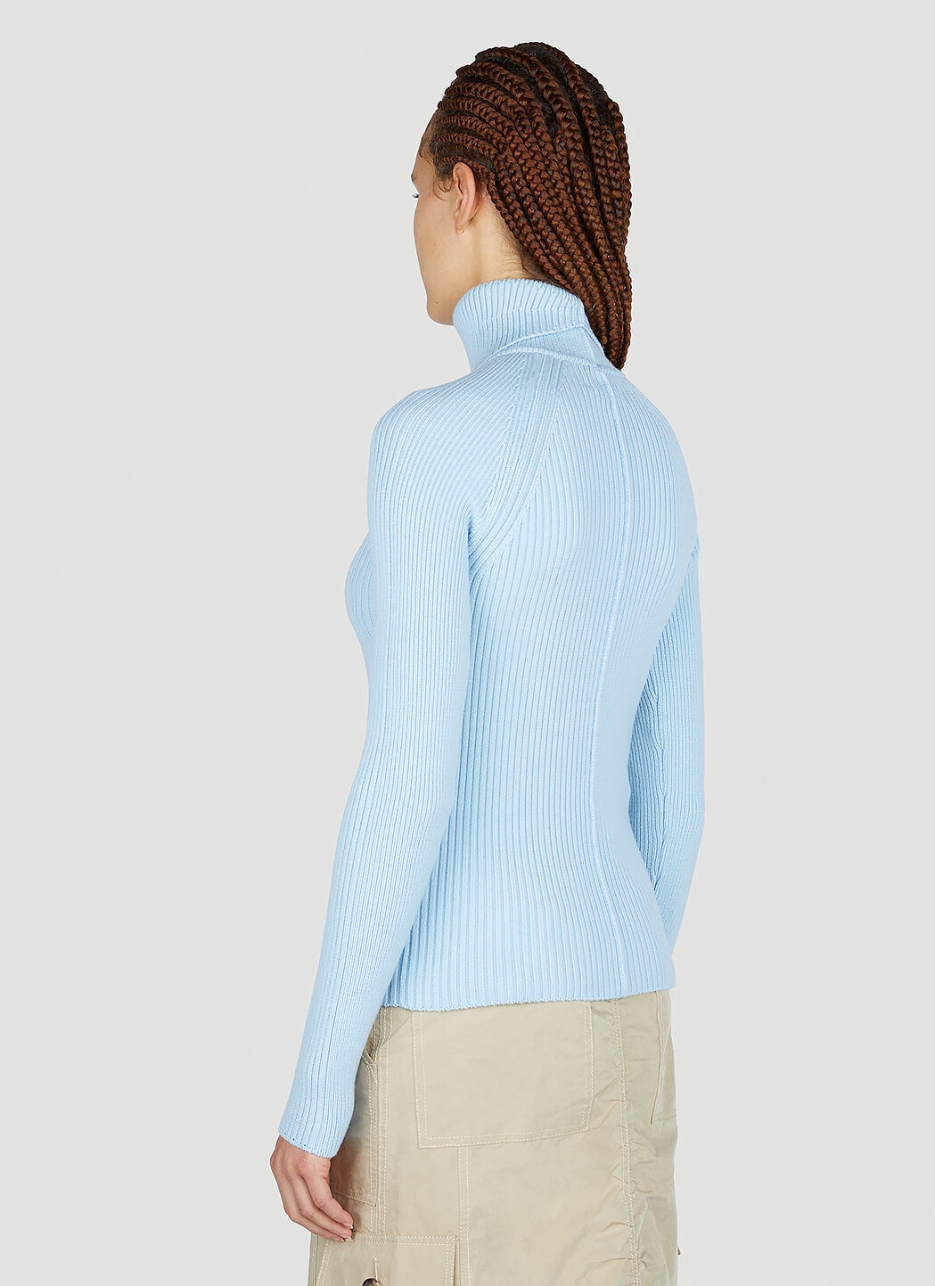 Ribbed High Neck Sweater - 4