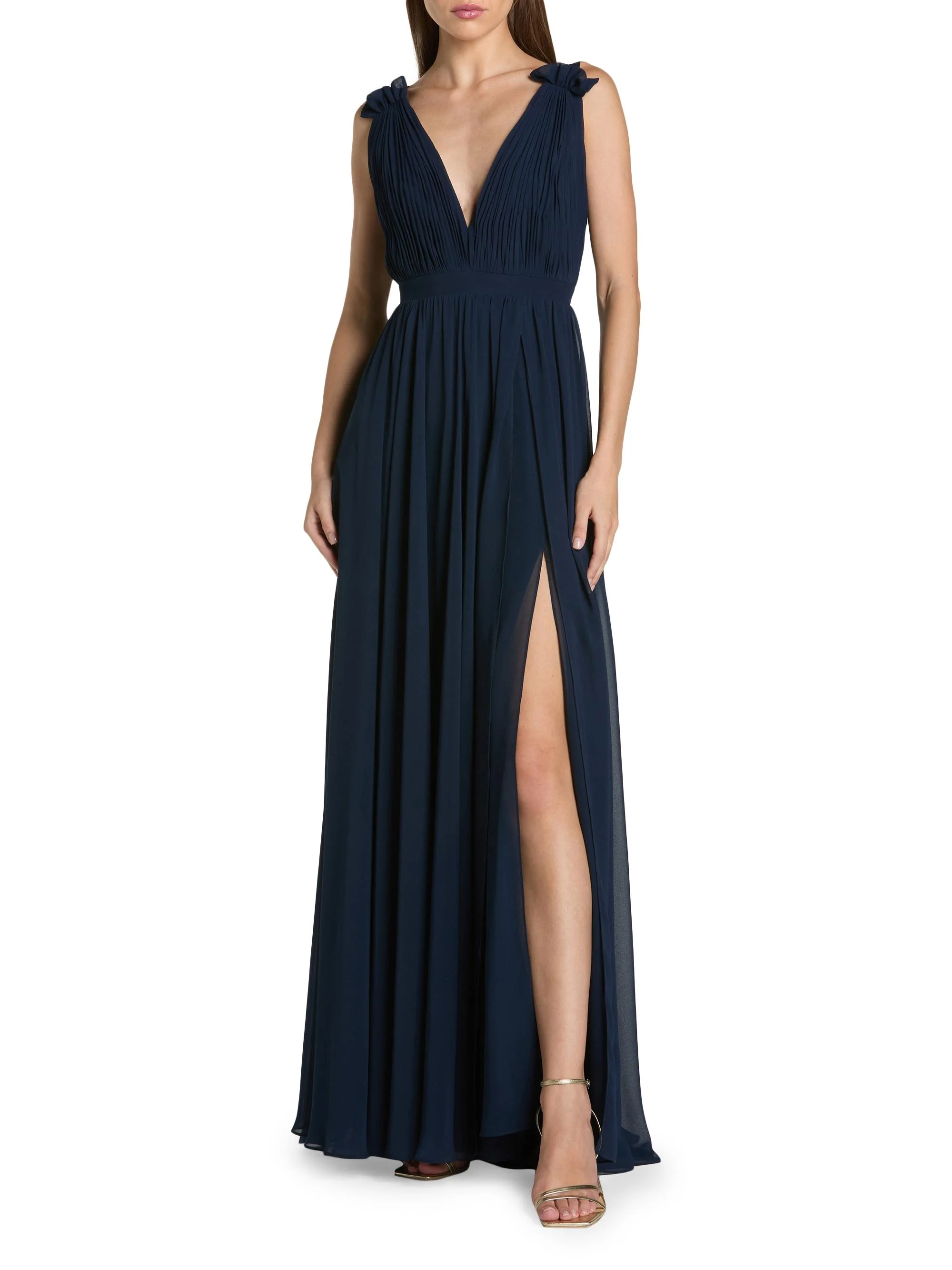 Women's Ieena Pleated Chiffon Gown - Navy - 1