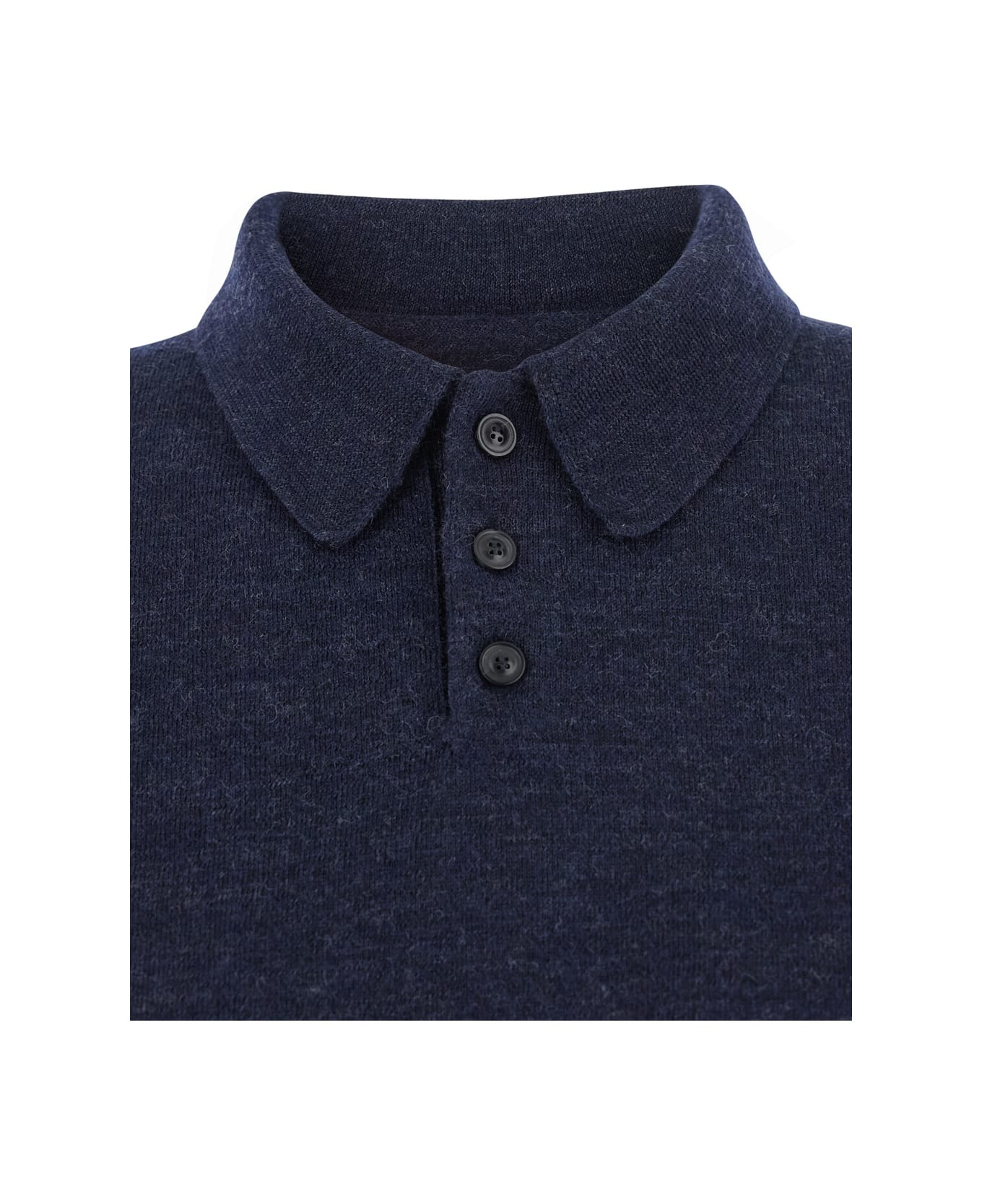 Midnight Blue Wool Polo Shirt - 3