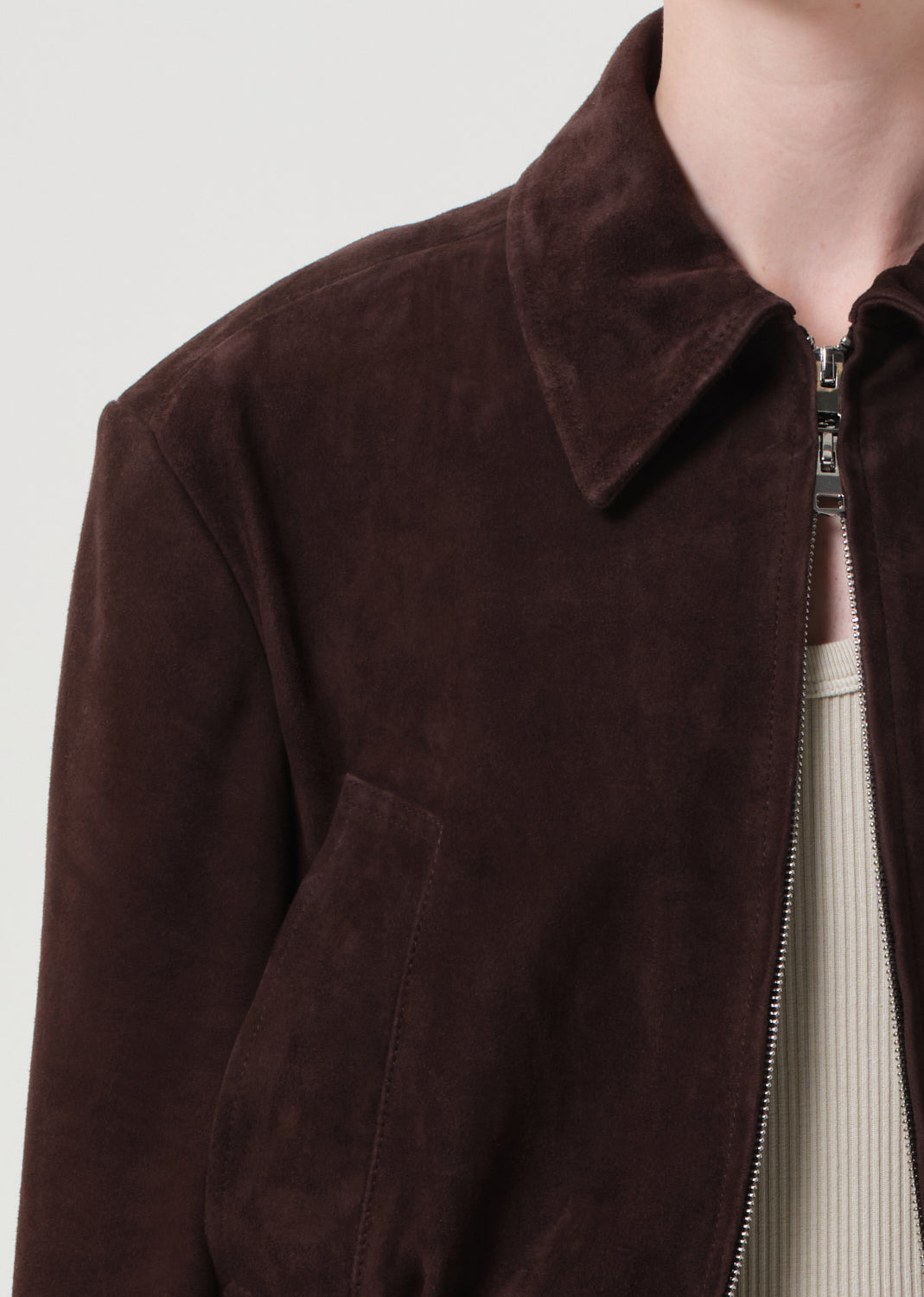 NAHLA CROPPED SUEDE JACKET IN ROOT - 6