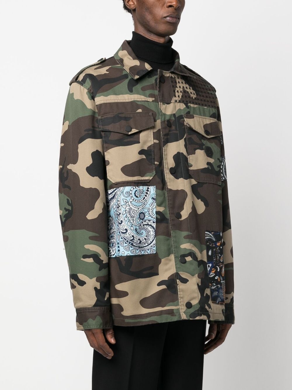 camouflage-print paisley-patch jacket - 3