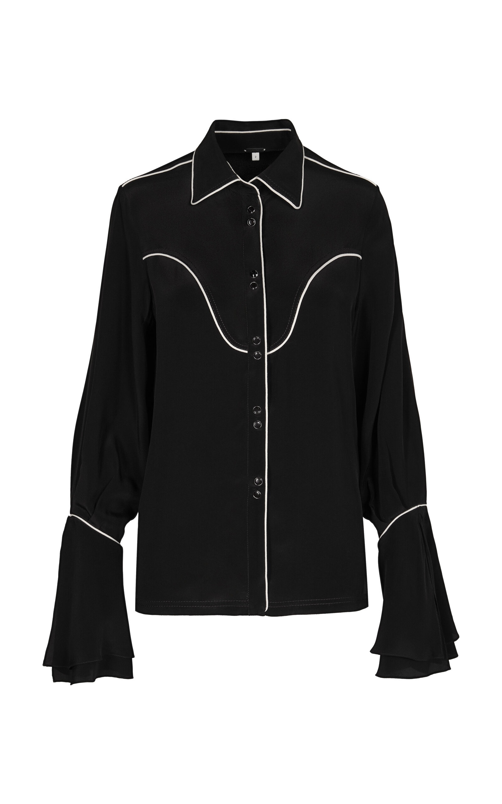 Black High Tides Piped Silk Shirt black - 1