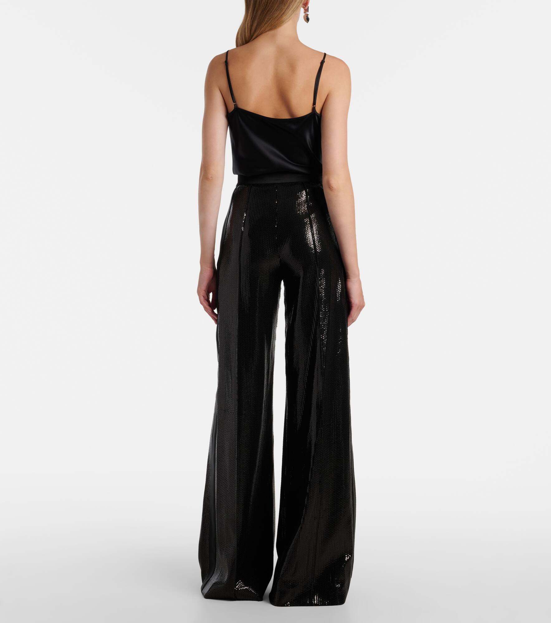 Sequined satin wide-leg pants - 3