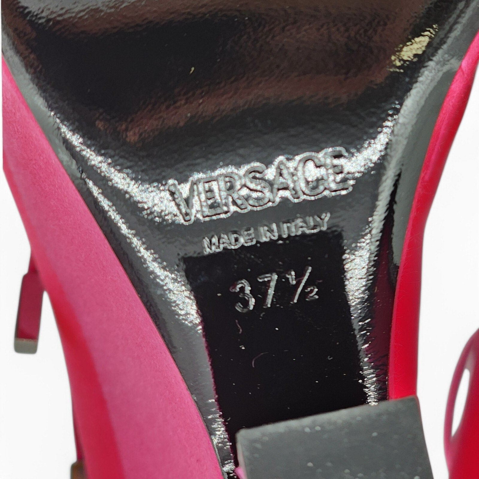 Versace Tempest Strappy Satin Platform Pumps in Pink EU 37.5 US 7 - 6
