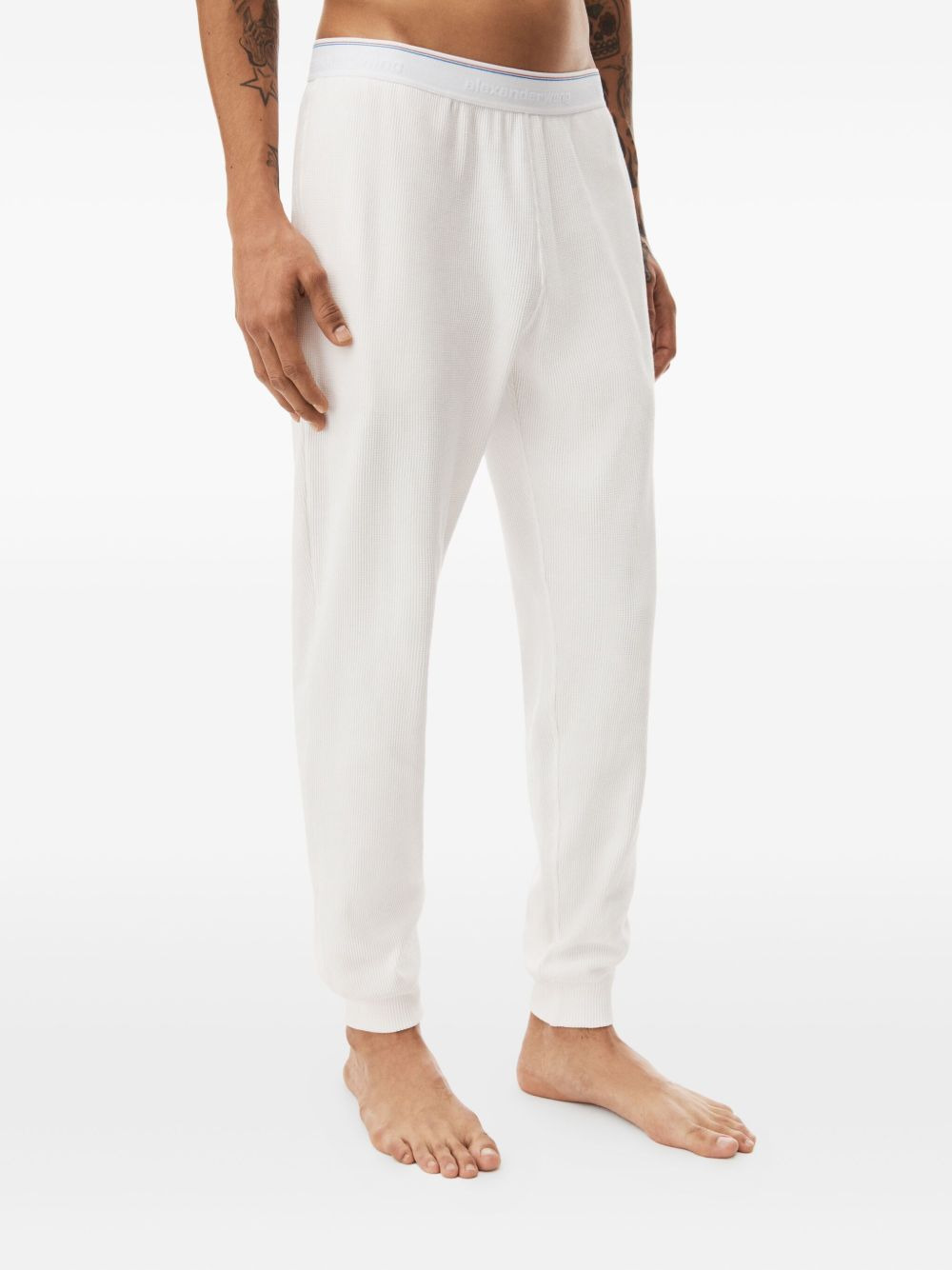 Waffle elasticated-waist track pants - 5