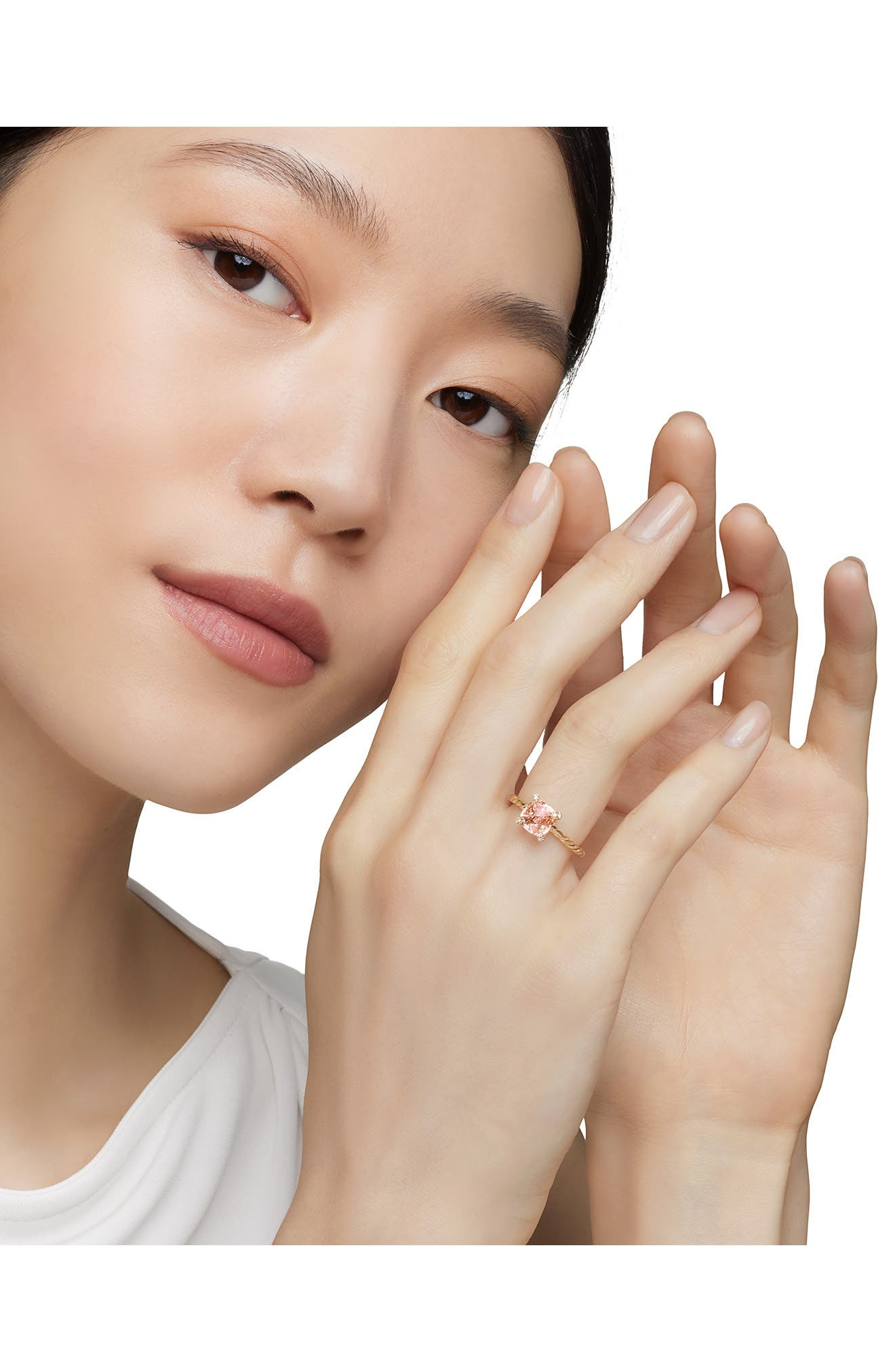 David Yurman Chatelaine Ring with Morganite and Diamonds in 18K Rose Gold in Rose Gold/Diamond/Morga - 3