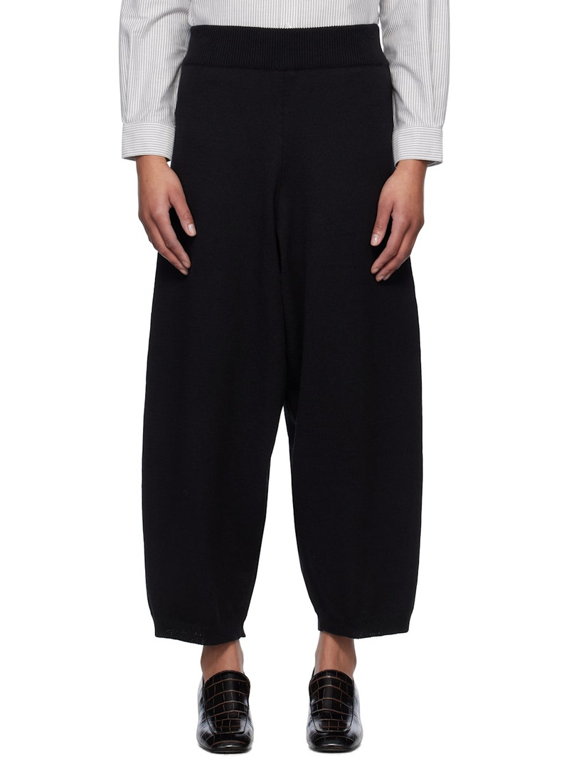 Black Cotton Knitted Lounge Pants 1