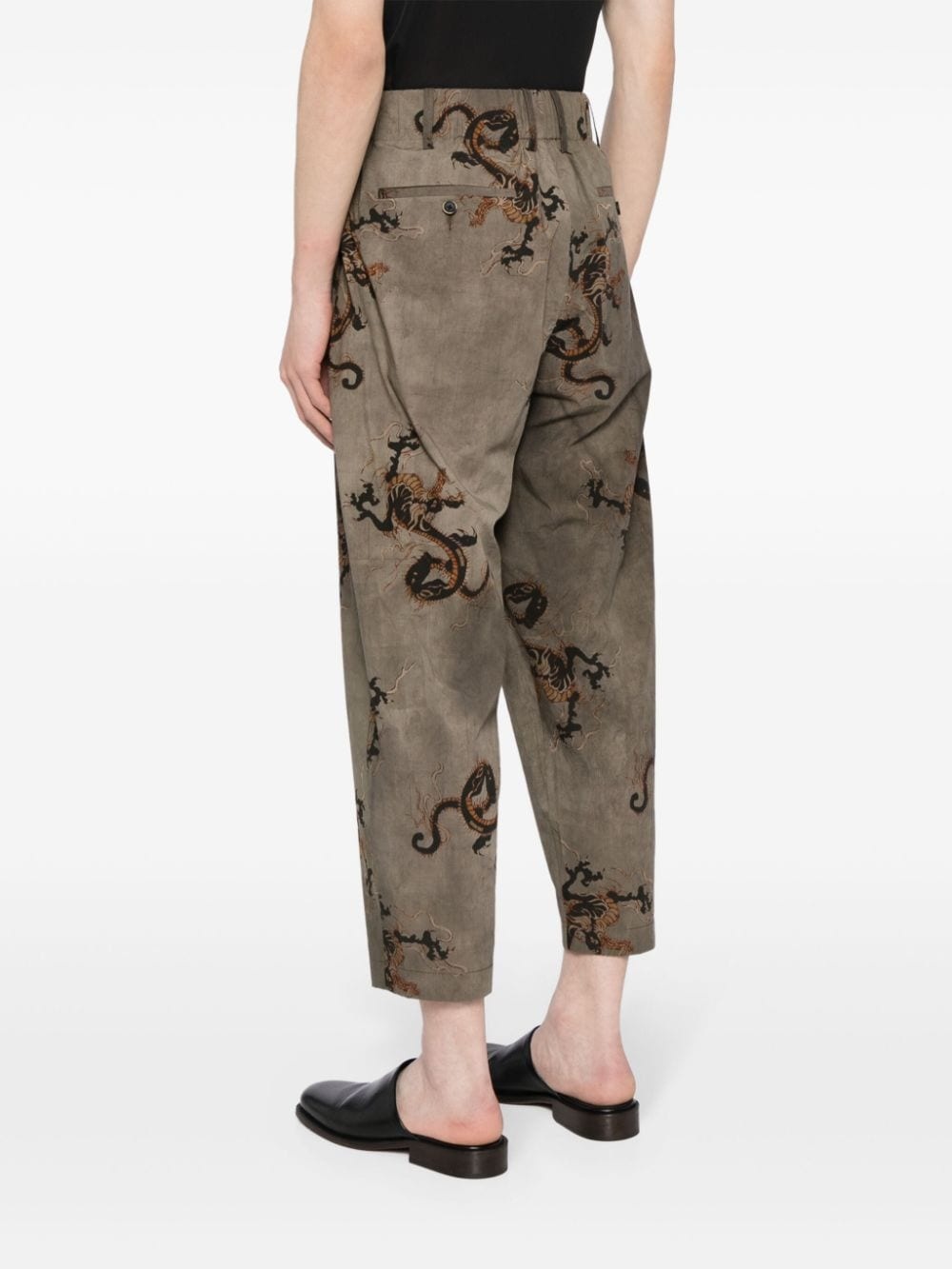 Pigiama dragon-print tapered cotton trousers - 4