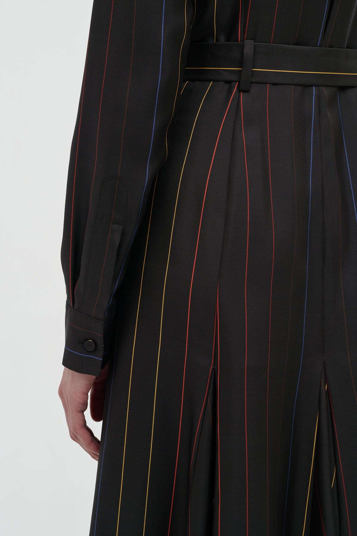 Galway Shirtdress in Charcoal Multi Pinstripe Silk Twill - 9