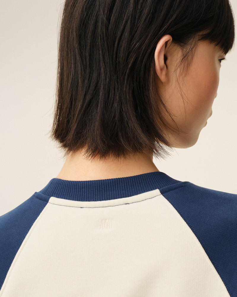 WHITE AND BLUE COTTON KNITTED AMI DE COEUR SWEATSHIRT 4