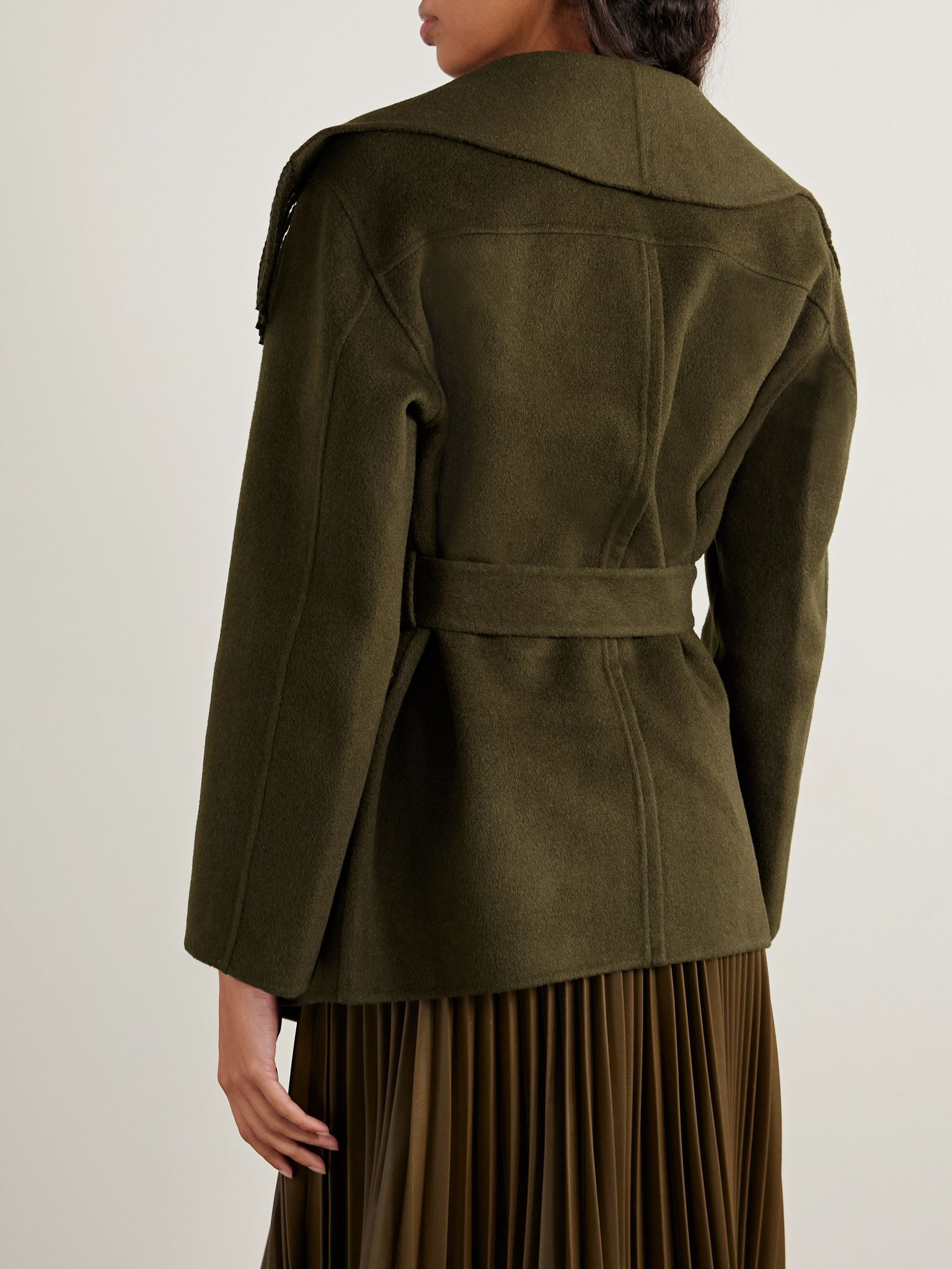 Rowen fringed wool-blend felt jacket Green - 4