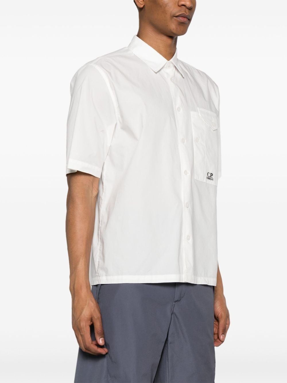 logo-embroidered cotton shirt - 3