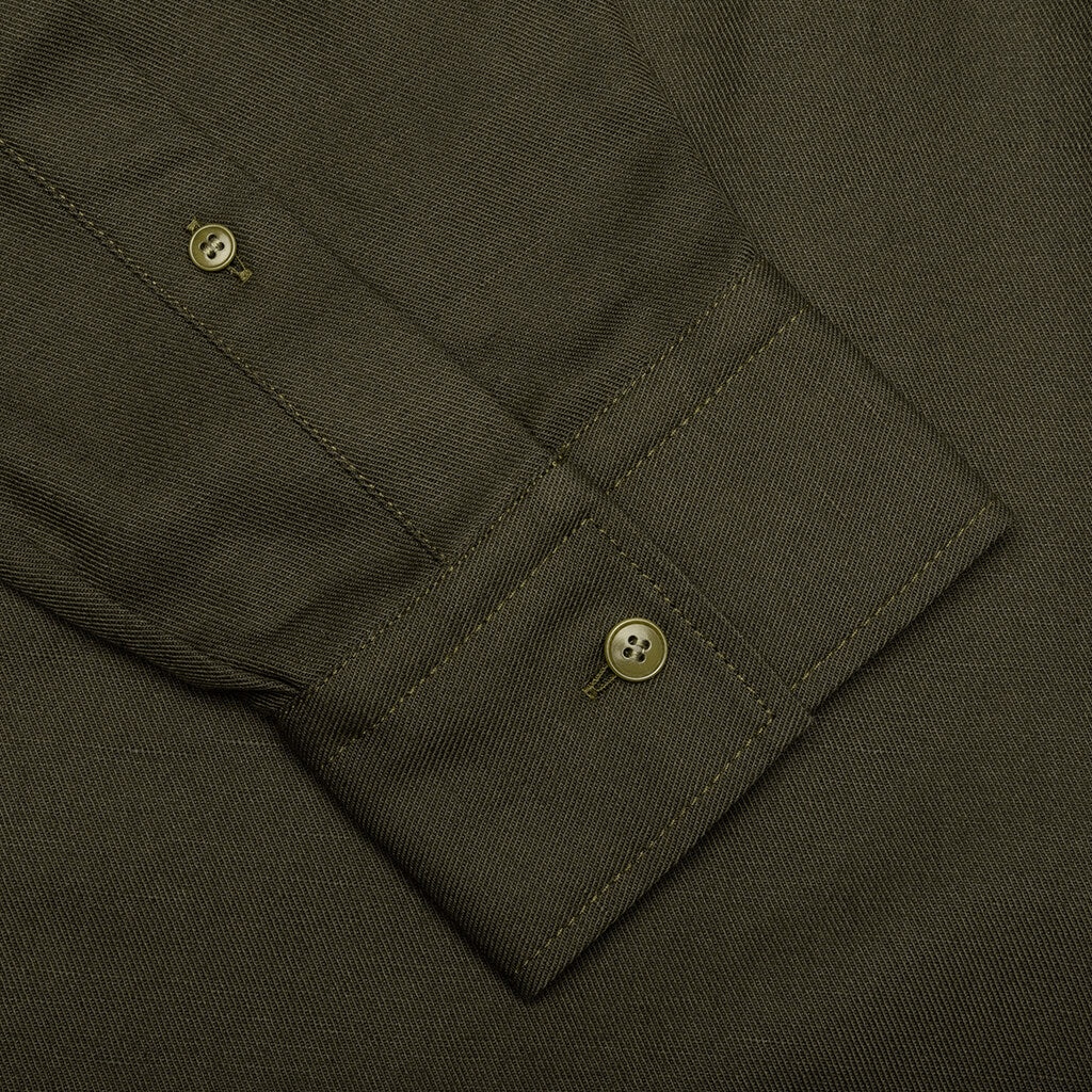 ACNE STUDIOS LINEN BLEND SHIRT - DARK OLIVE - 4