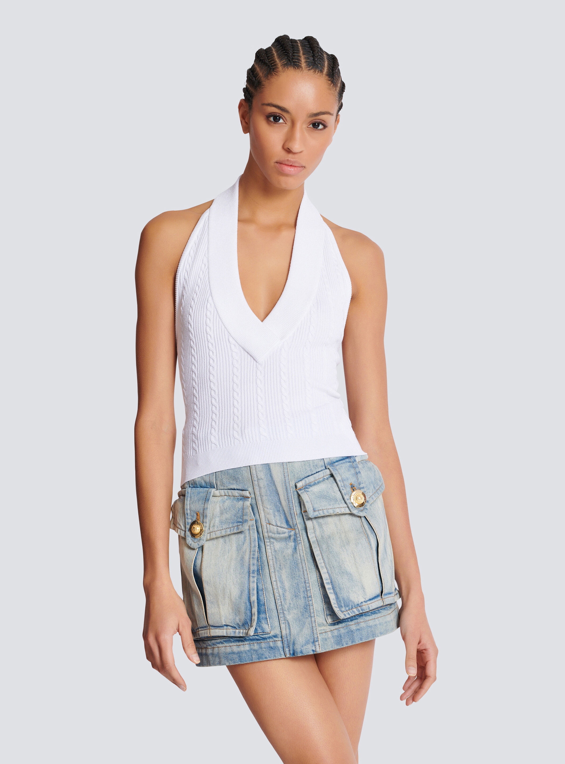 Cable-knit halterneck top - 7