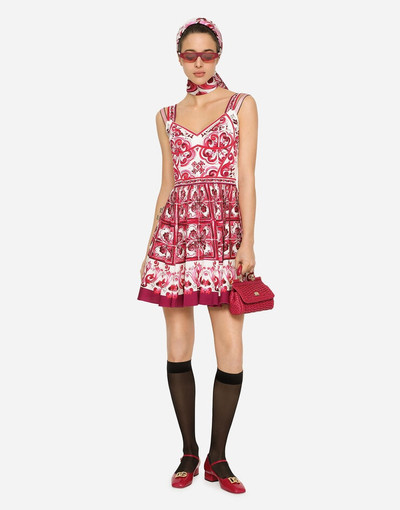 Dolce & Gabbana Short Majolica-print charmeuse bustier dress outlook