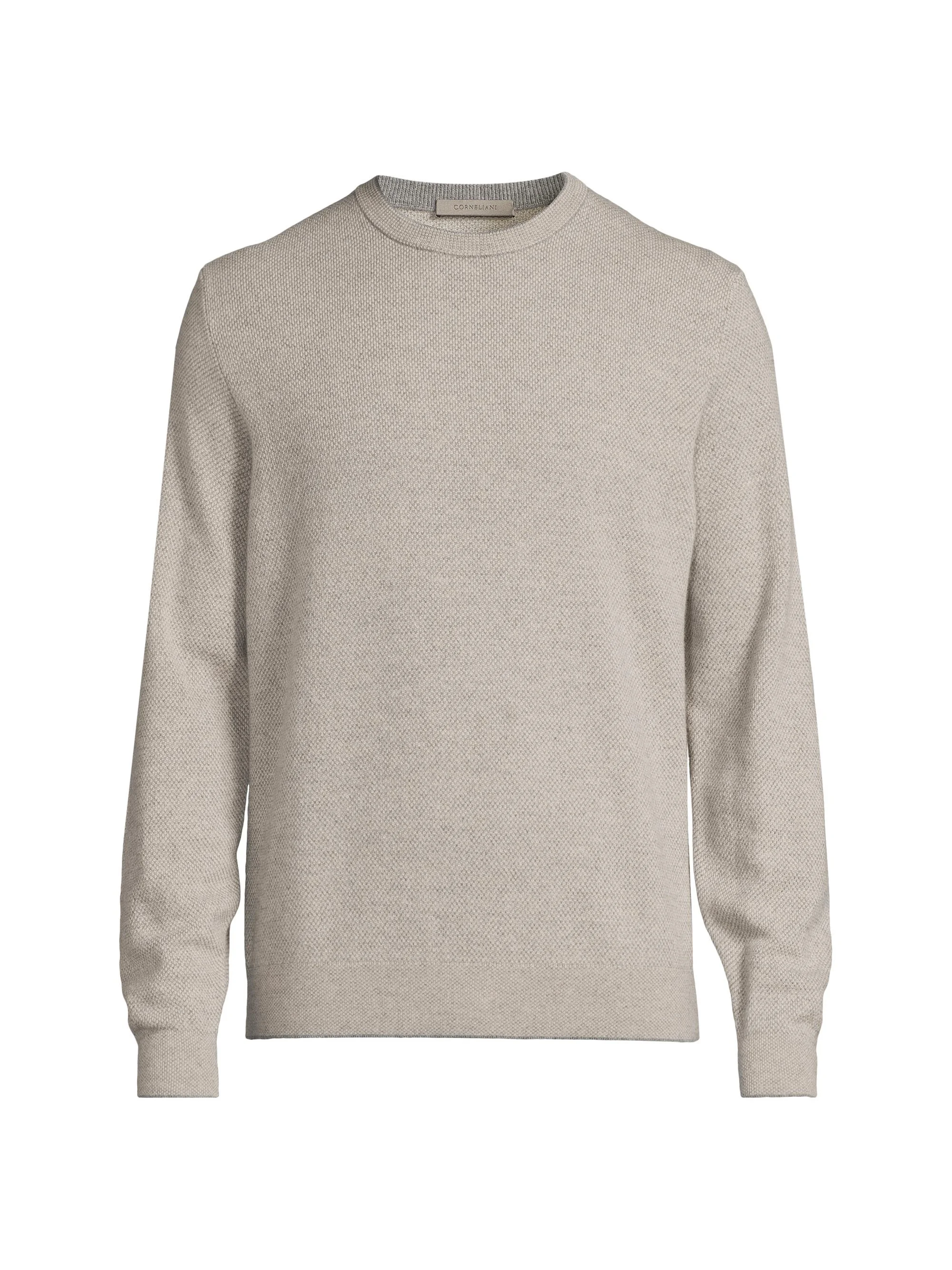 Men's Two-Tone Wool-Cashmere Sweater - Natural - 1