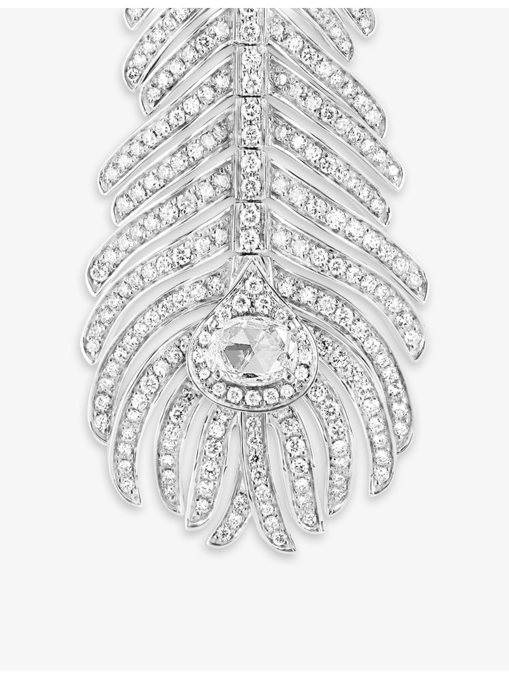 Plume de Paon 18ct white-gold, 2.01ct round and 0.34ct rose-cut diamond pendant earrings - 3