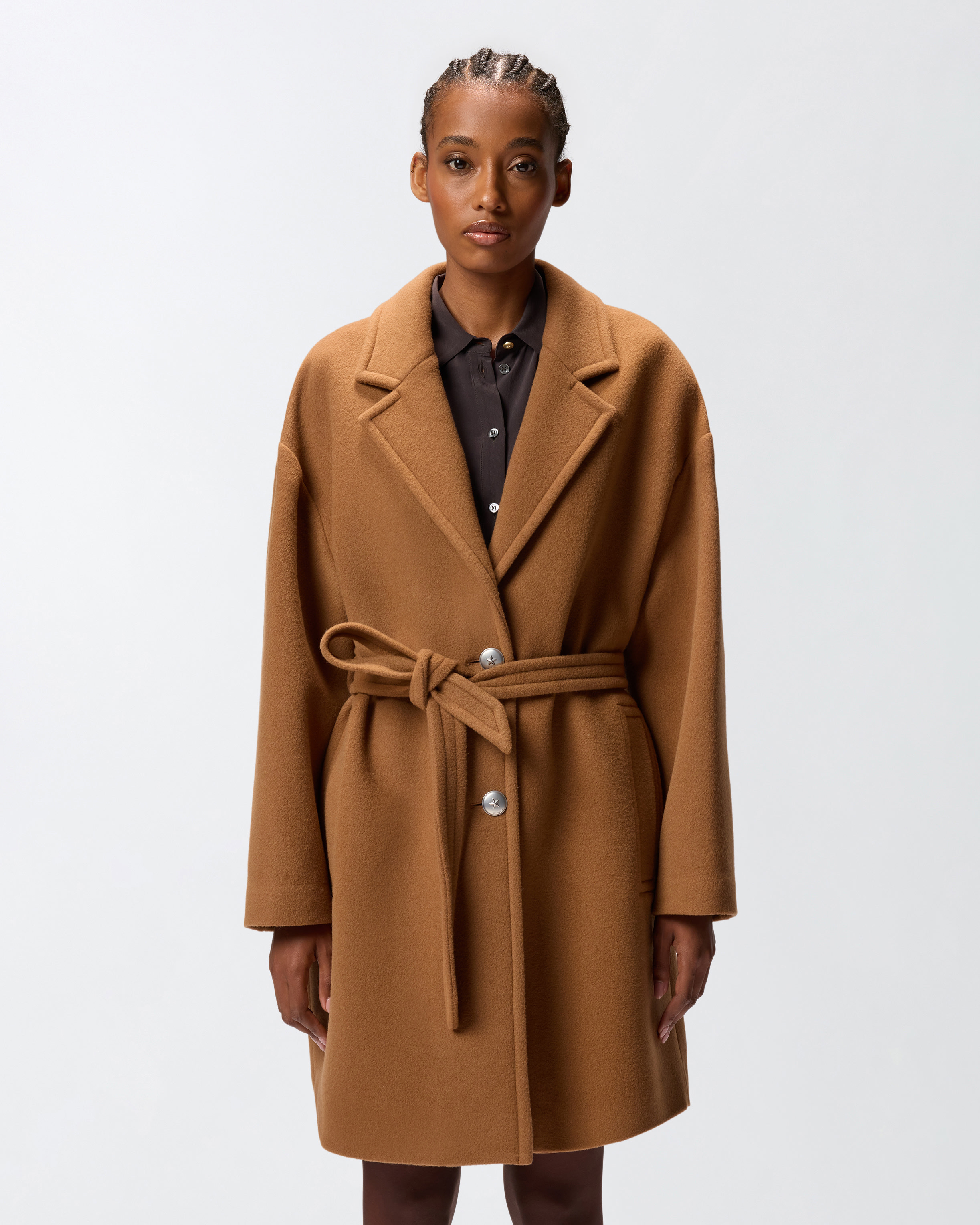 SINGLE-BREASTED WOOL-BLEND CLOTH COAT - 3