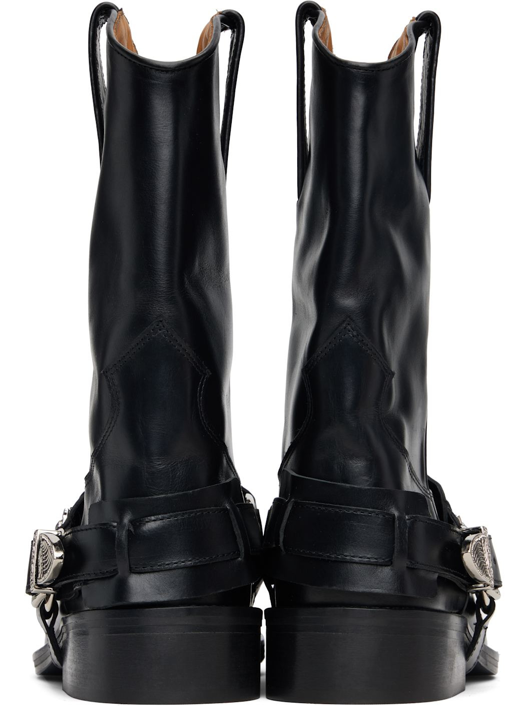 Black Hard Leather Boots - 2