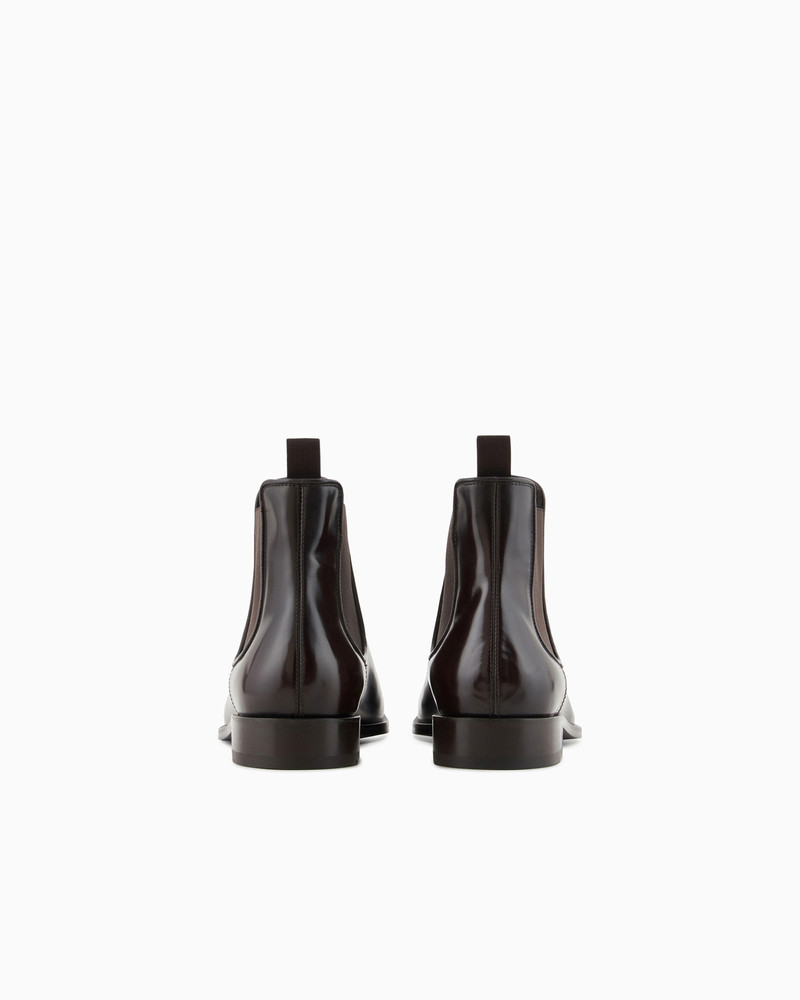 GIORGIO ARMANI Antique-effect leather ankle boots outlook