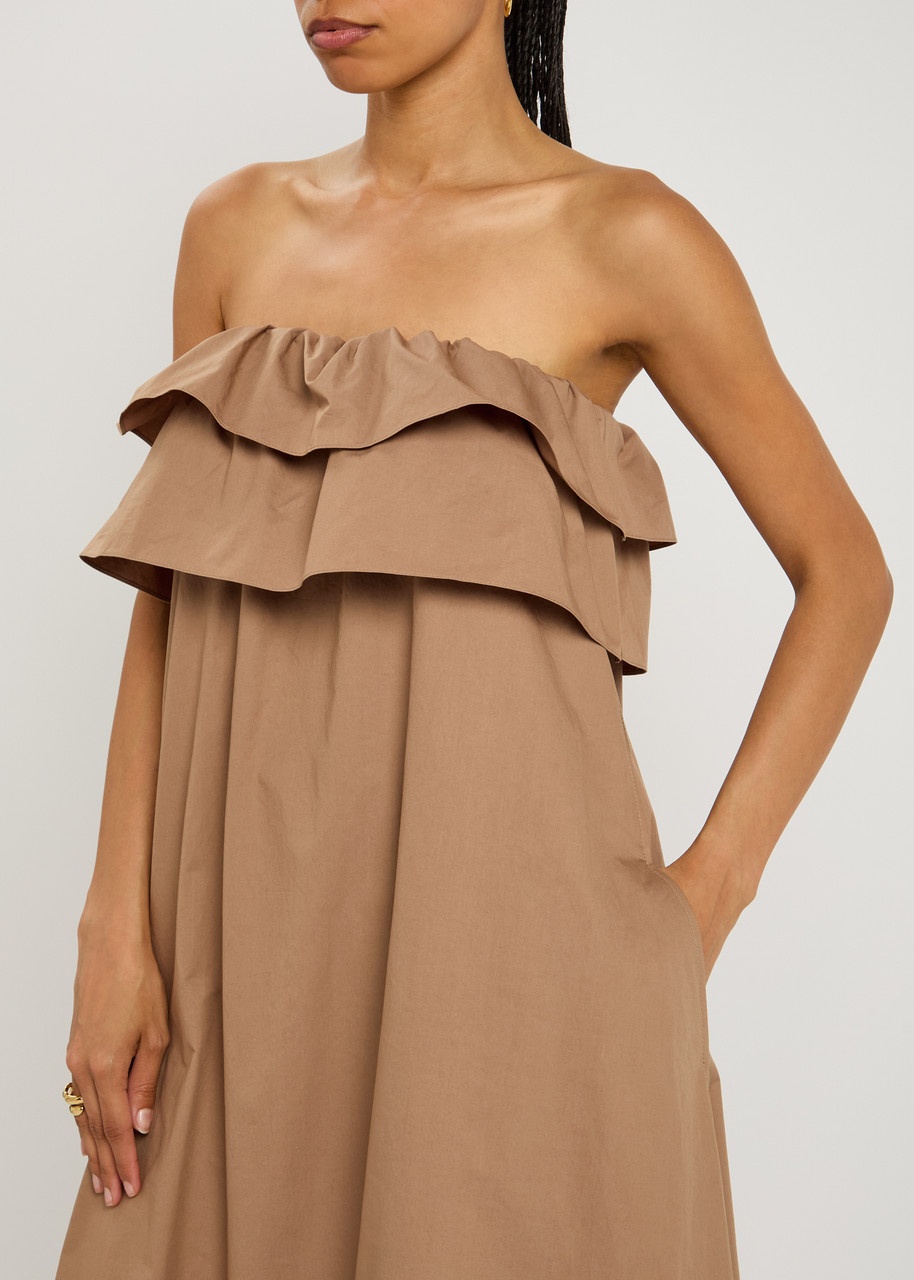 Saint Laurent Tiered Strapless Cotton-poplin Maxi Dress - 5