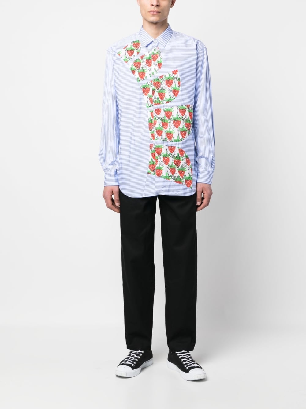 x Brett Westfall strawberry-motif striped shirt - 2