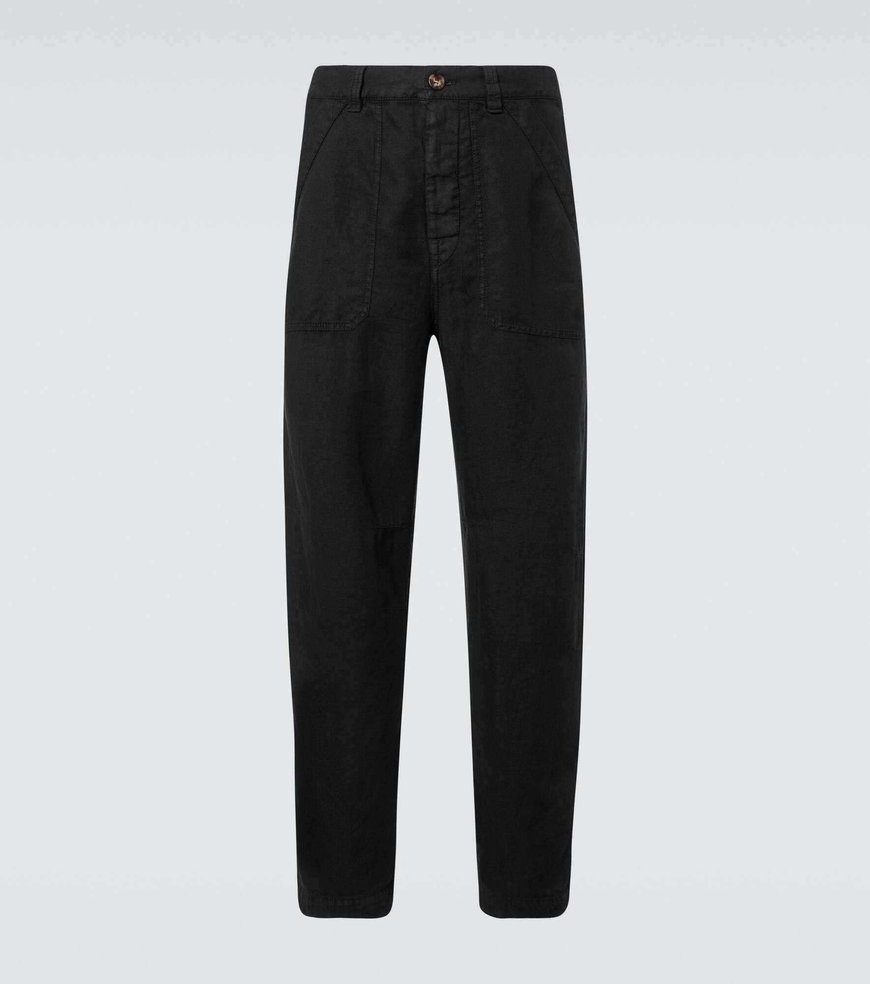 Linen gabardine tapered pants - 1