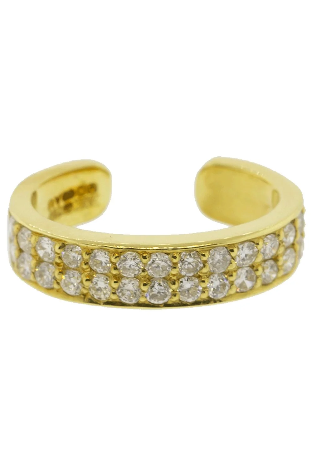 White Gold Double Row Diamond Ear Cuff - 1