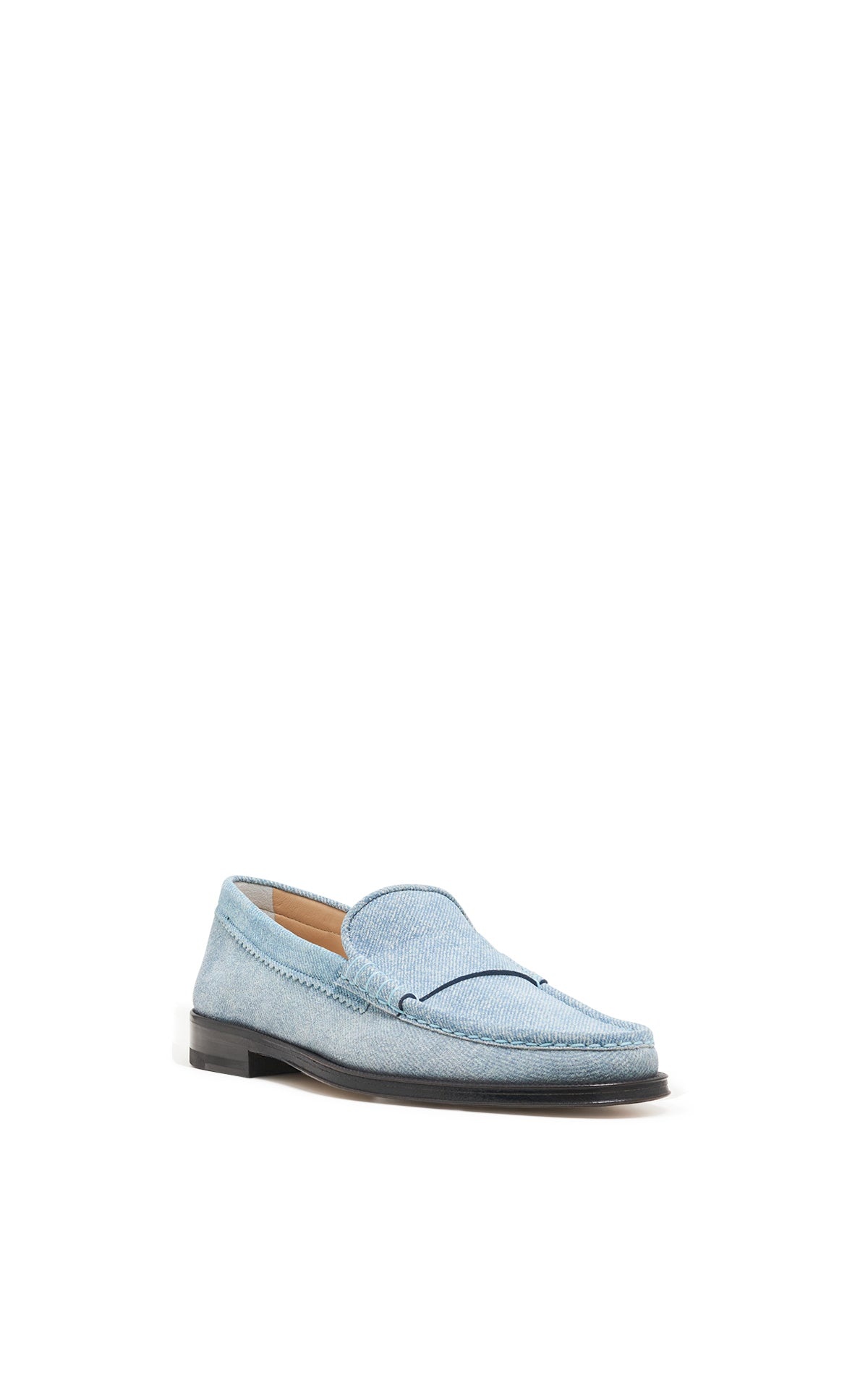 Seren Loafer in Light Blue Suede Denim - 2